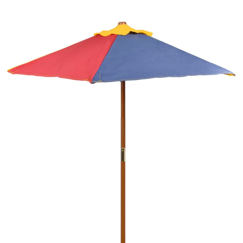 vidaXL Kids' Picnic Table with Benches and Parasol Multicolour Wood