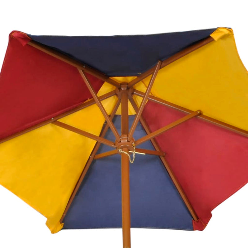 vidaXL Kids' Picnic Table with Benches and Parasol Multicolour Wood