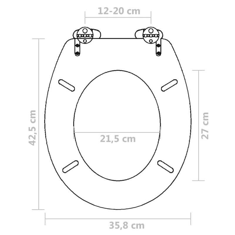 vidaXL WC Toilet Seat MDF Soft Close Lid Simple Design Brown