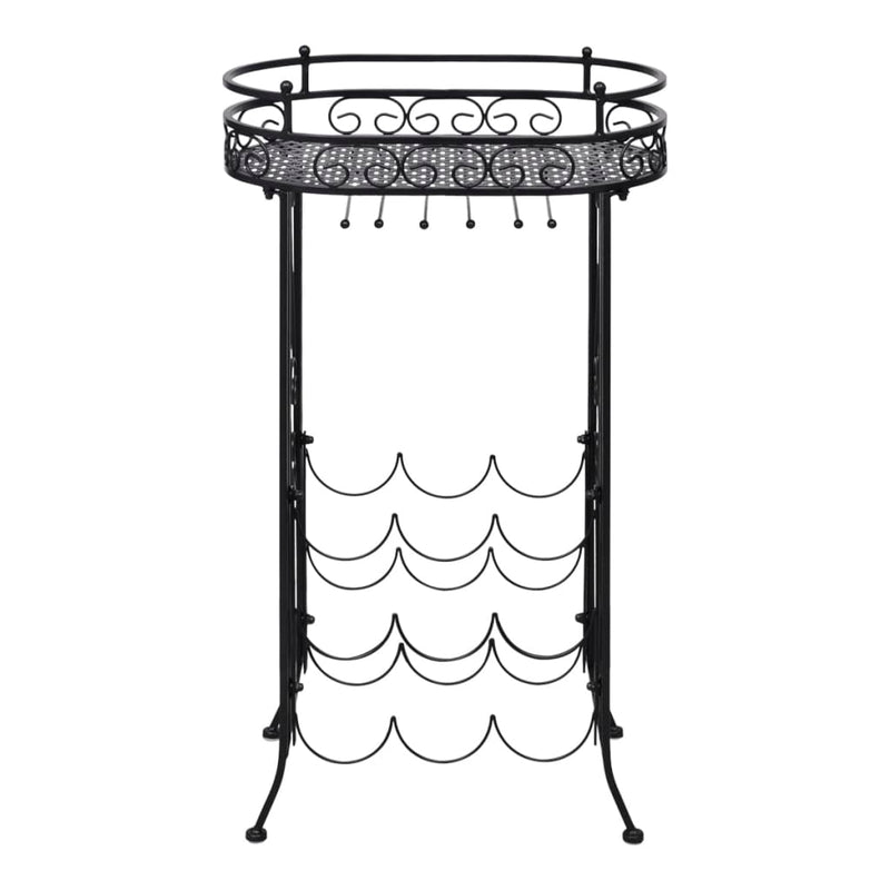 vidaXL Wine Rack with Glass Holder for 9 Bottles Metal