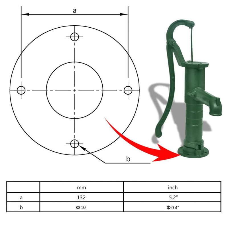 vidaXL Garden Hand Water Pump Cast Iron