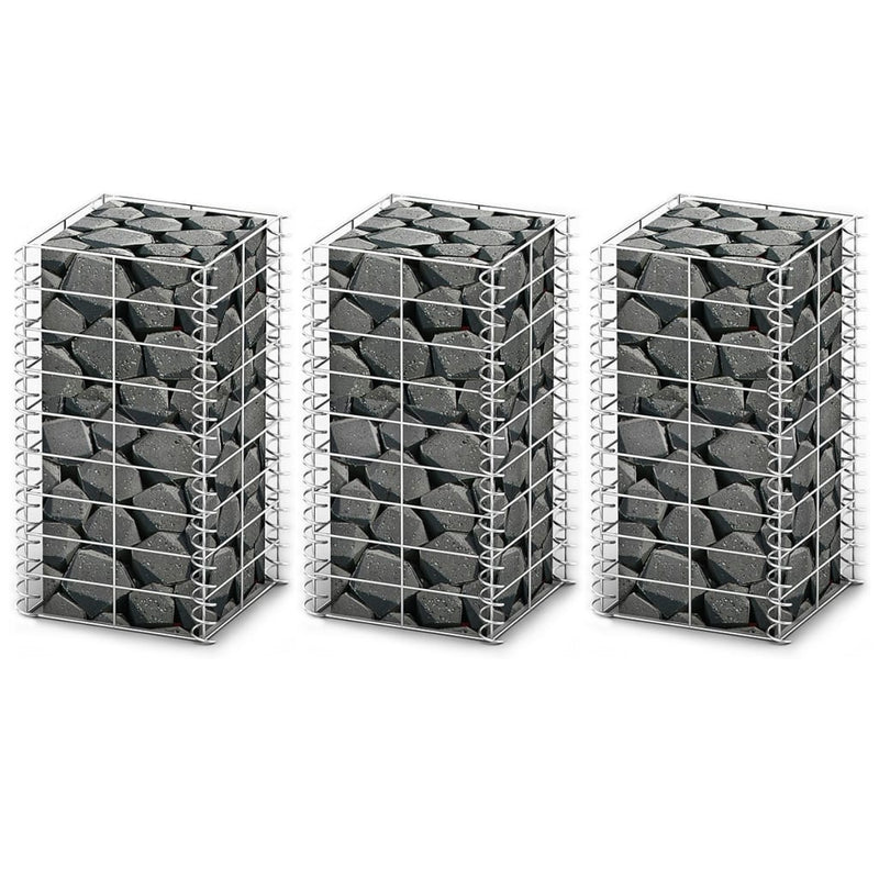 vidaXL Gabion Set 3 pcs Galvanised Wire 25x25x50 cm