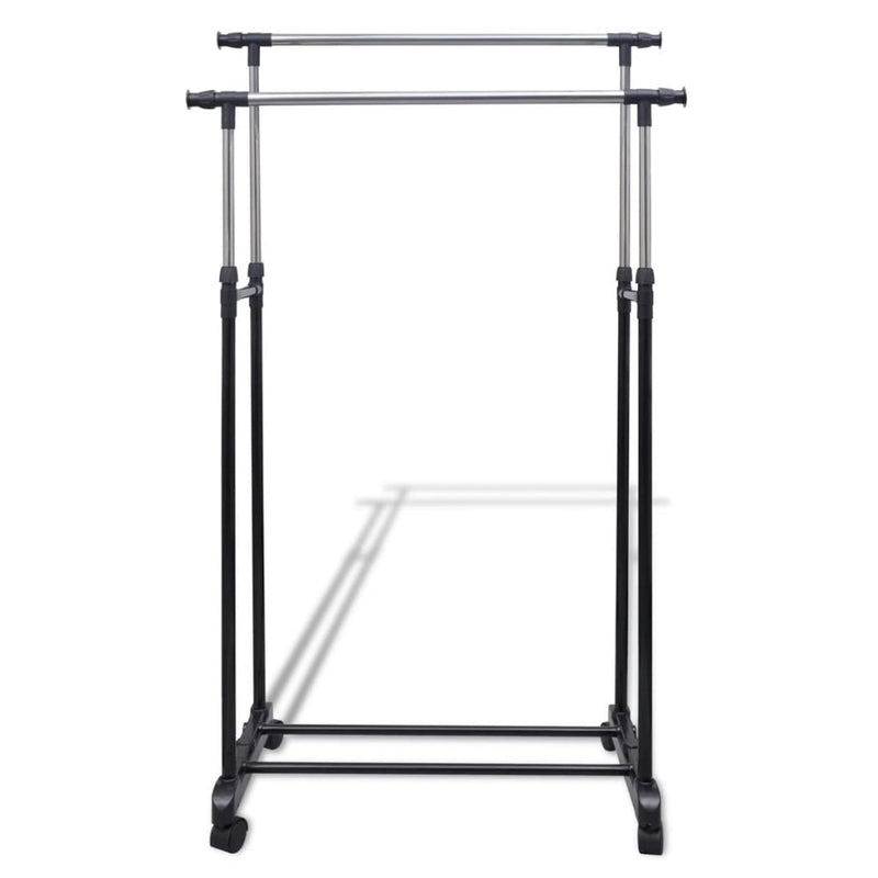 vidaXL Adjustable Clothes Rack with 2 Hanging Rails 2 pcs