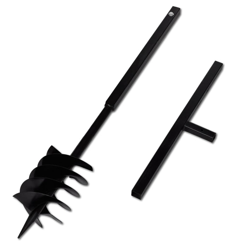 vidaXL Ground Drill with Handle Auger Bit 180mm 3 Spirals Steel Black