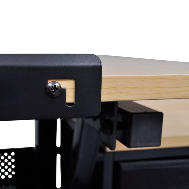 vidaXL Three Drawers Drawing Table with Stool