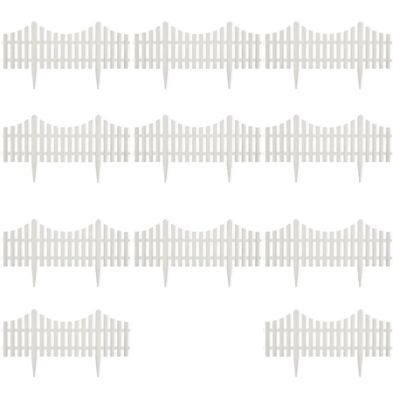 vidaXL White Lawn Divider 17 pcs / 10 m