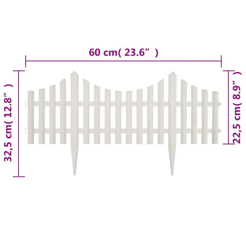 vidaXL White Lawn Divider 17 pcs / 10 m