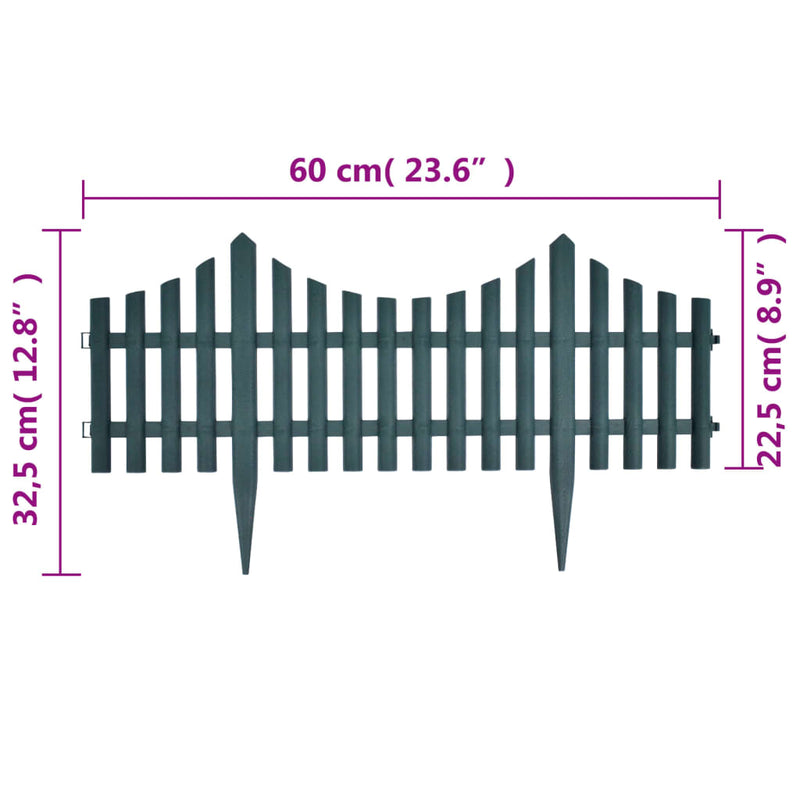 vidaXL 17 pcs Lawn Dividers 10 m Green