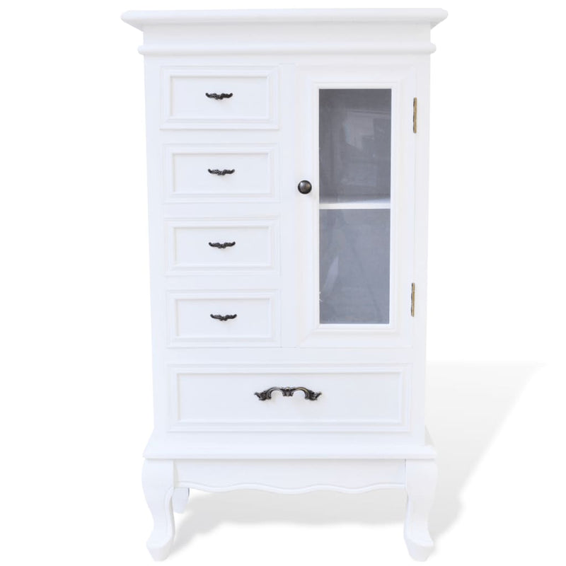 vidaXL Cabinet with 5 Drawers 2 Shelves White