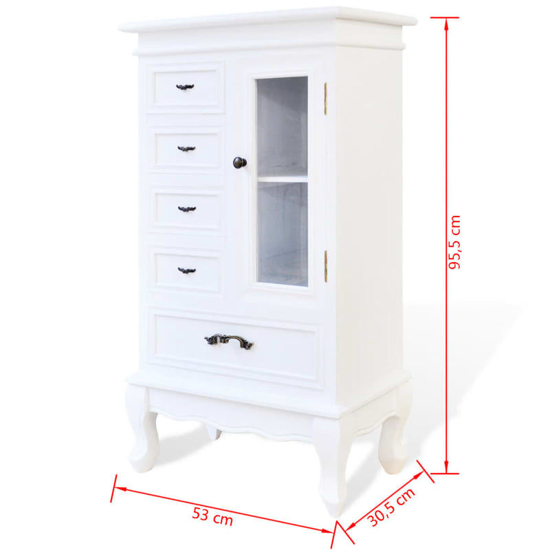 vidaXL Cabinet with 5 Drawers 2 Shelves White