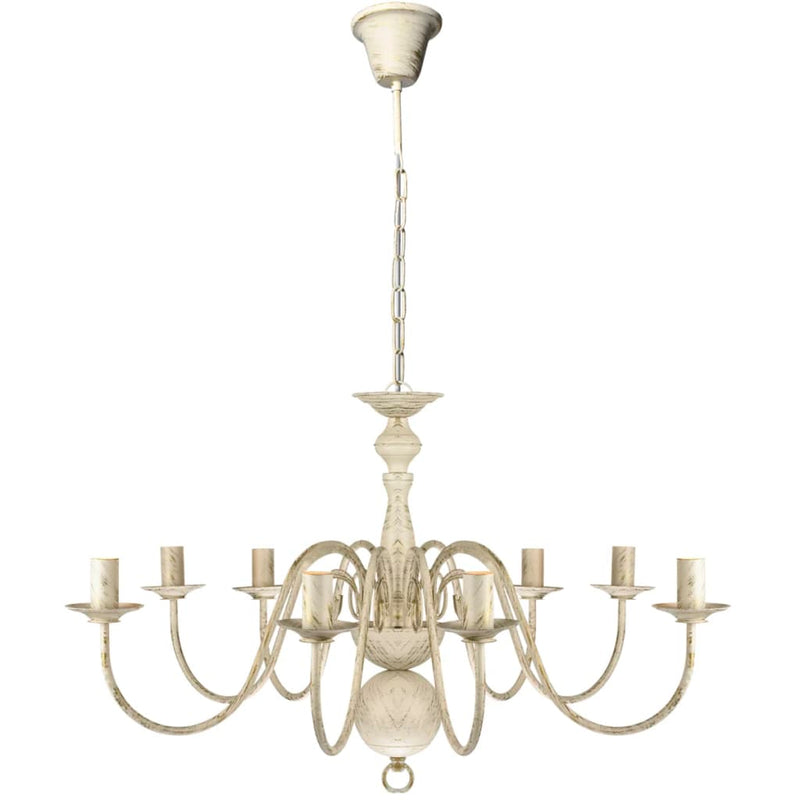 vidaXL Antique White Metal Chandelier 8 x E14 Bulbs