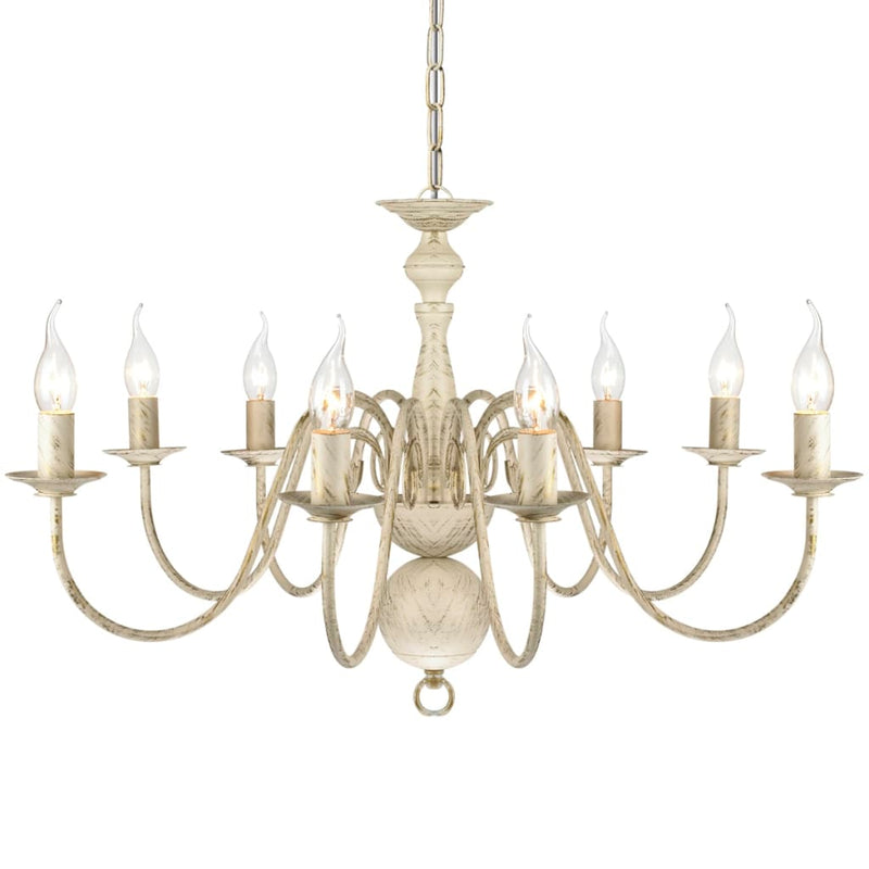 vidaXL Antique White Metal Chandelier 8 x E14 Bulbs