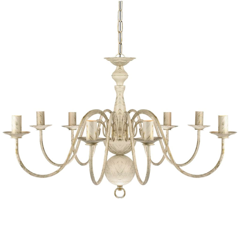 vidaXL Antique White Metal Chandelier 8 x E14 Bulbs