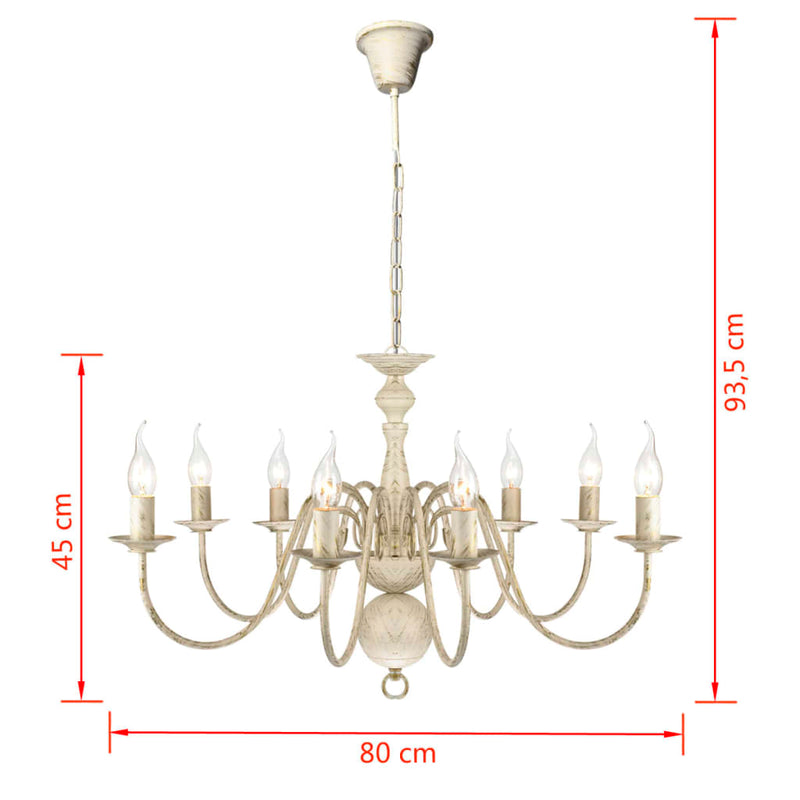 vidaXL Antique White Metal Chandelier 8 x E14 Bulbs