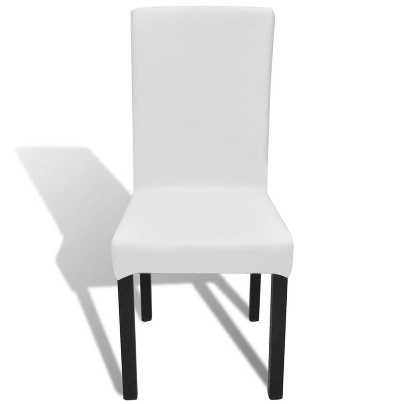 vidaXL 6 pcs White Straight Stretchable Chair Cover