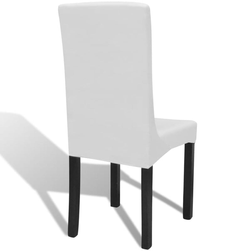 vidaXL 6 pcs White Straight Stretchable Chair Cover