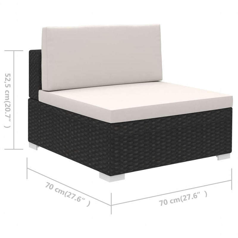 vidaXL 6 Piece Garden Lounge Set with Cushions Poly Rattan Black
