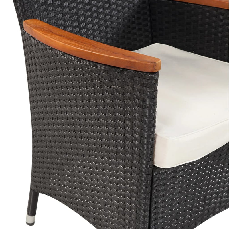 vidaXL 5 Piece Outdoor Dining Set with Cushions Poly Rattan Black