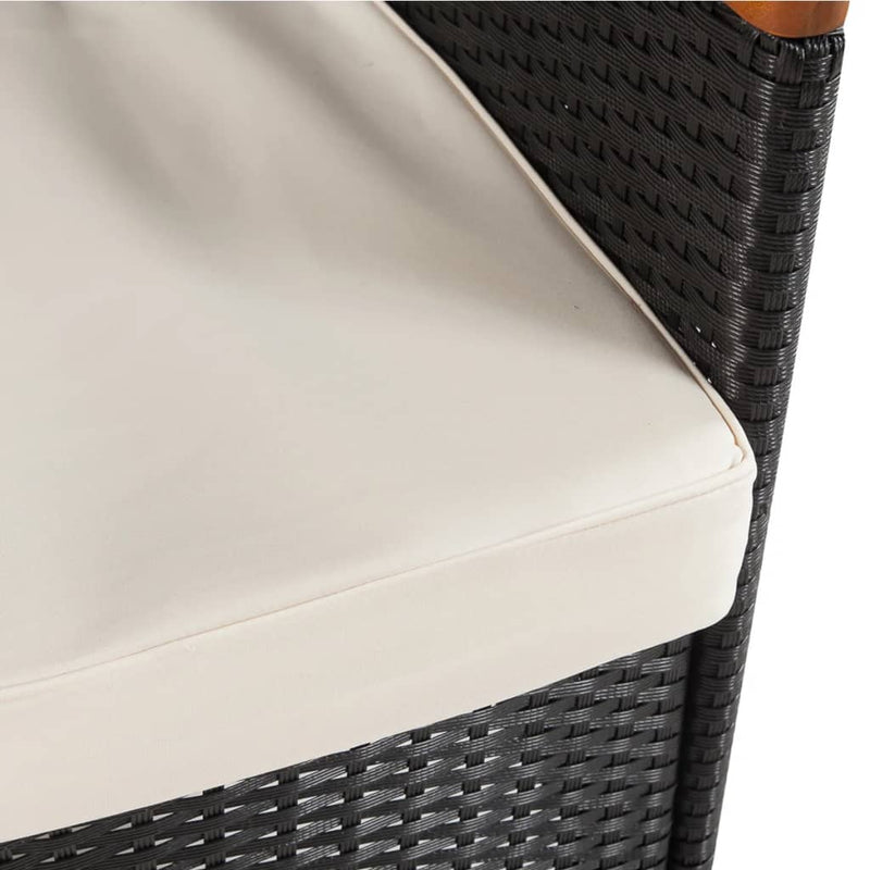 vidaXL 5 Piece Outdoor Dining Set with Cushions Poly Rattan Black