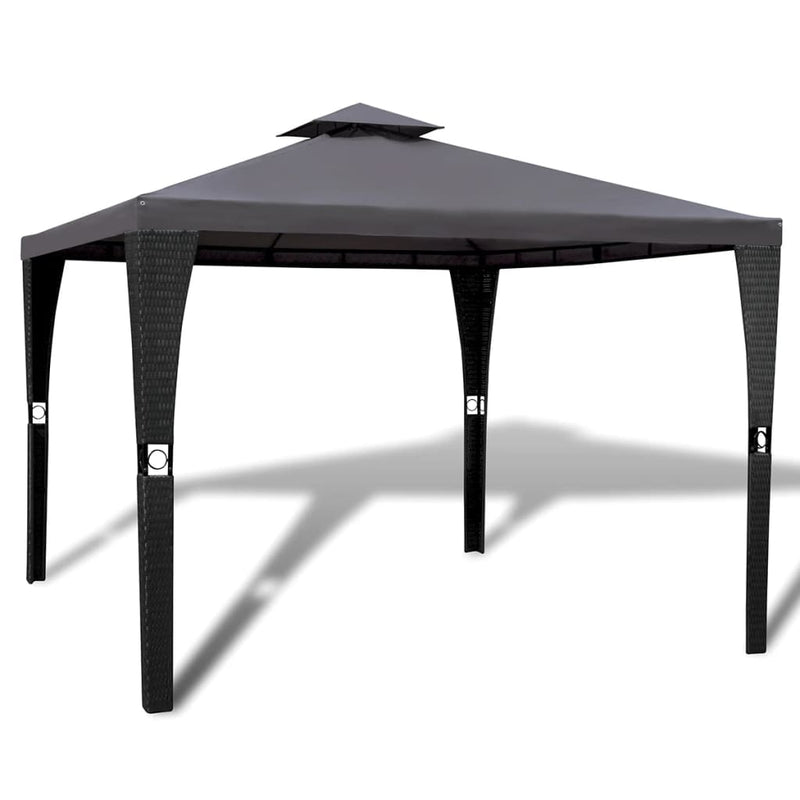 vidaXL Poly Rattan Gazebo with Dark Grey Roof 3 x 3 m
