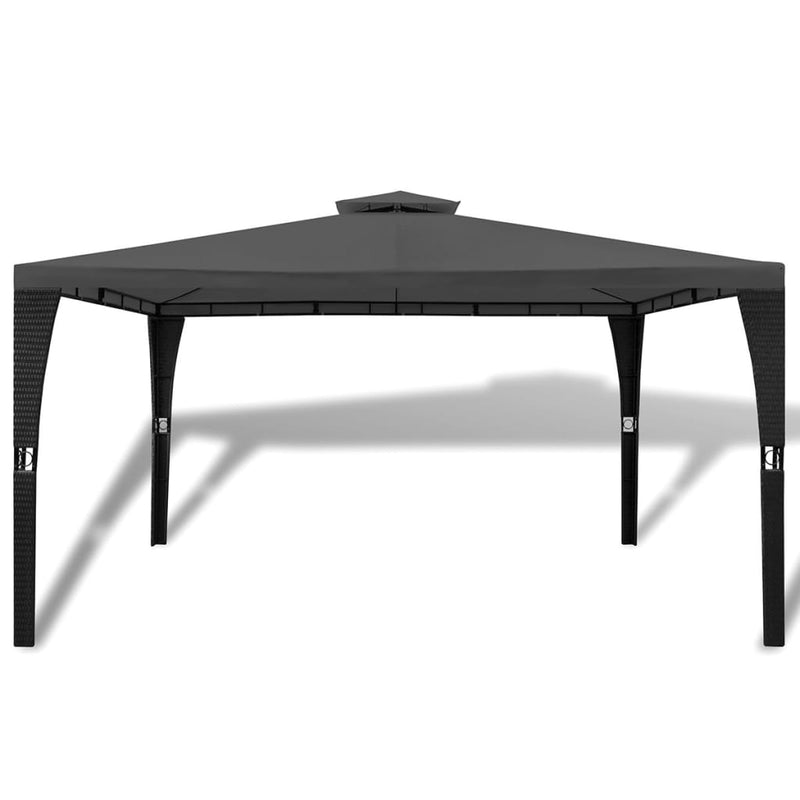 vidaXL Poly Rattan Gazebo with Dark Grey Roof 3 x 4 m