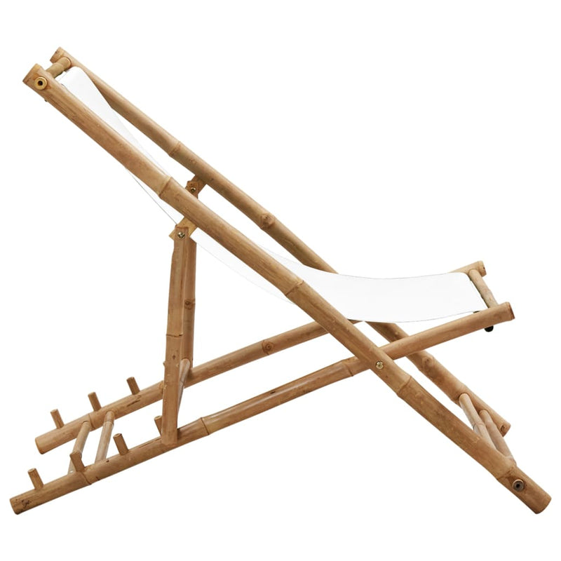 vidaXL Outdoor Deck Chair Bamboo and Canvas