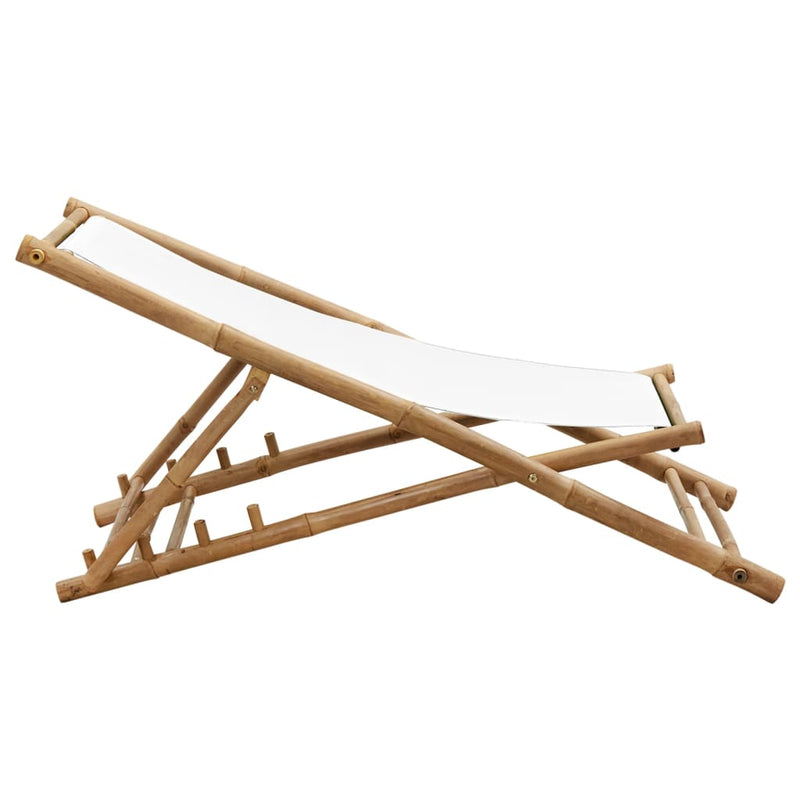 vidaXL Outdoor Deck Chair Bamboo and Canvas