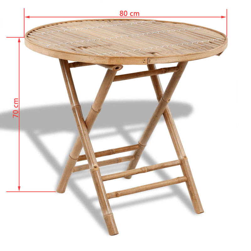 vidaXL 5 Piece Folding Outdoor Dining Set Bamboo