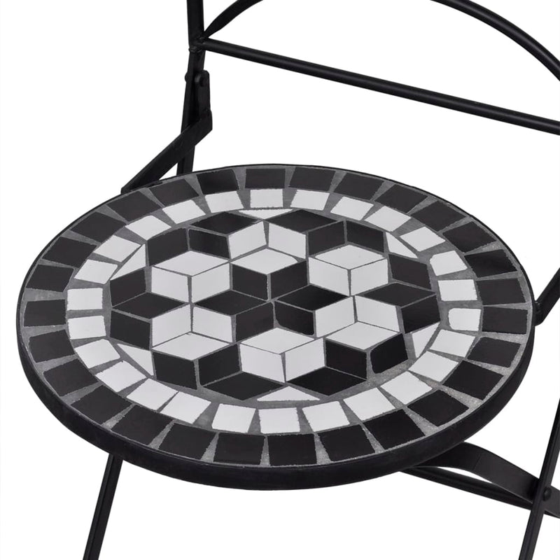 vidaXL Folding Bistro Chairs 2 pcs Ceramic Black and White
