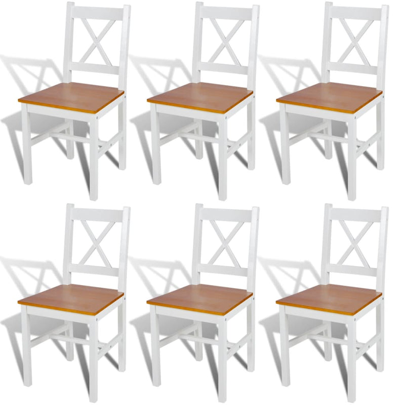 vidaXL Dining Chairs 6 pcs White Pinewood
