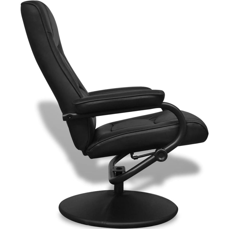 vidaXL TV Armchair with Footstool Black Faux Leather