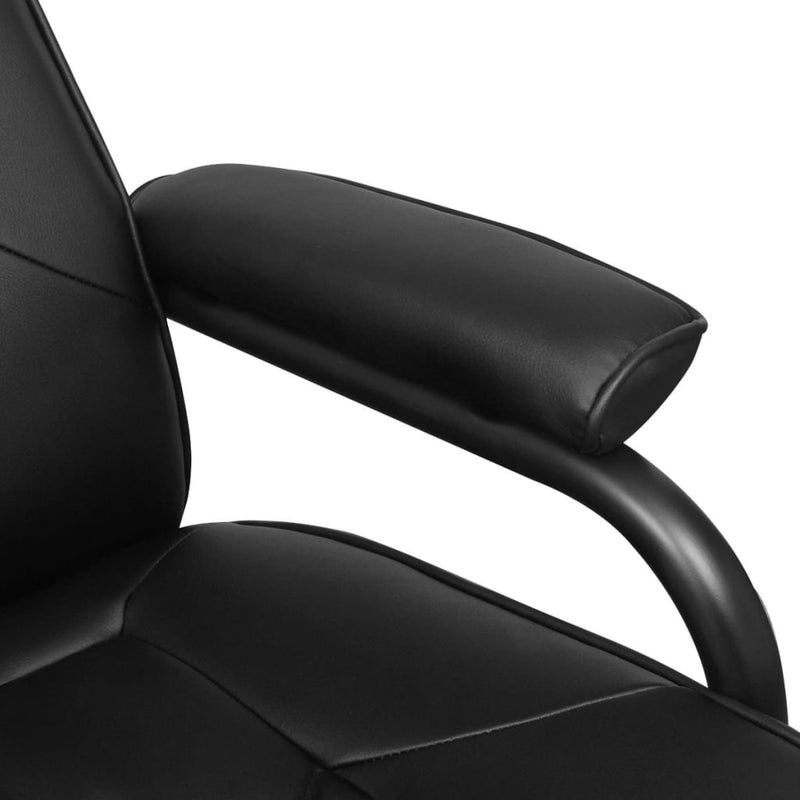 vidaXL TV Armchair with Footstool Black Faux Leather