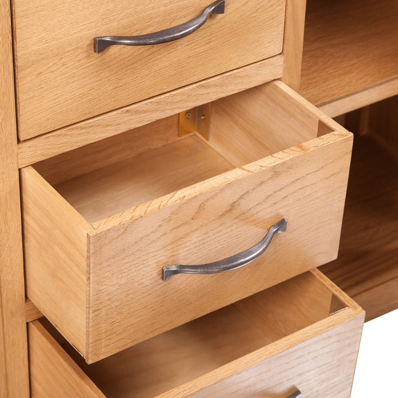 vidaXL Sideboard with 3 Drawers 110x33.5x70 cm Solid Oak Wood