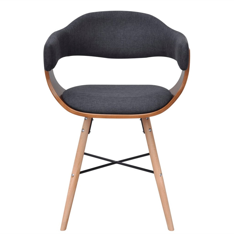 vidaXL Dining Chairs 2 pcs Dark Grey Bent Wood and Fabric