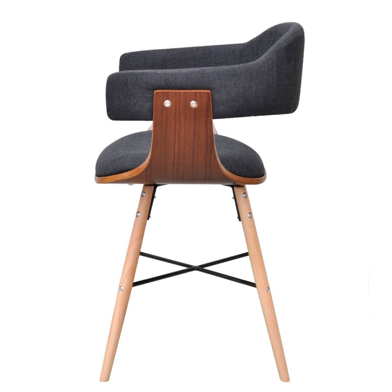 vidaXL Dining Chairs 2 pcs Dark Grey Bent Wood and Fabric