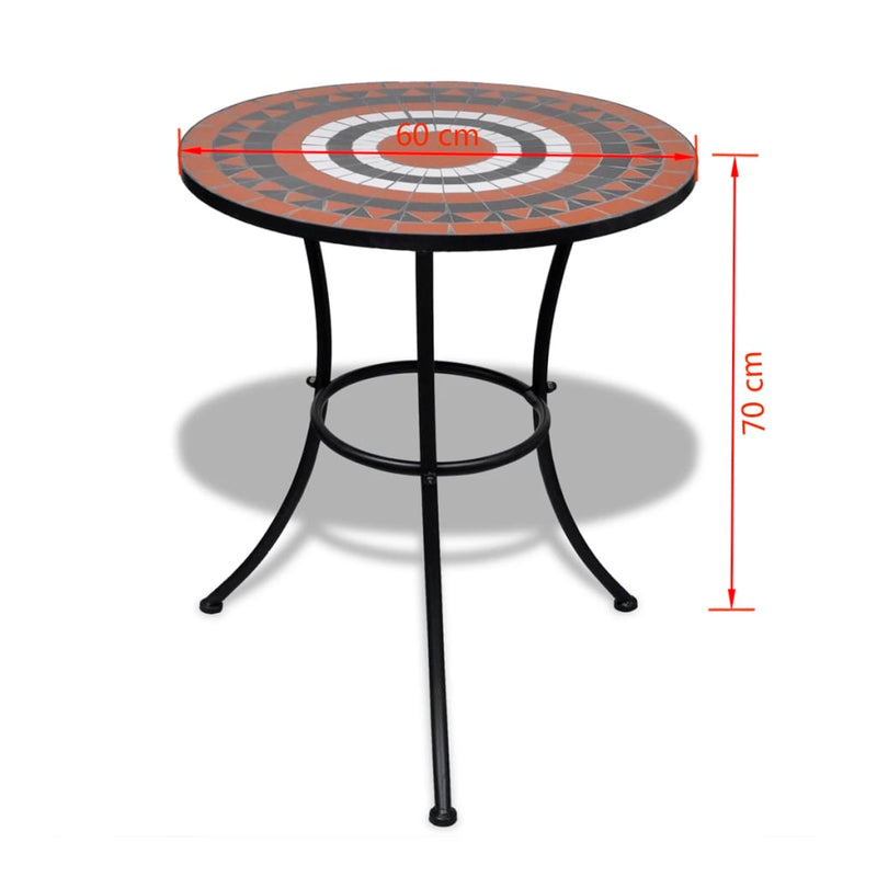 vidaXL 3 Piece Bistro Set Ceramic Tile Terracotta and White