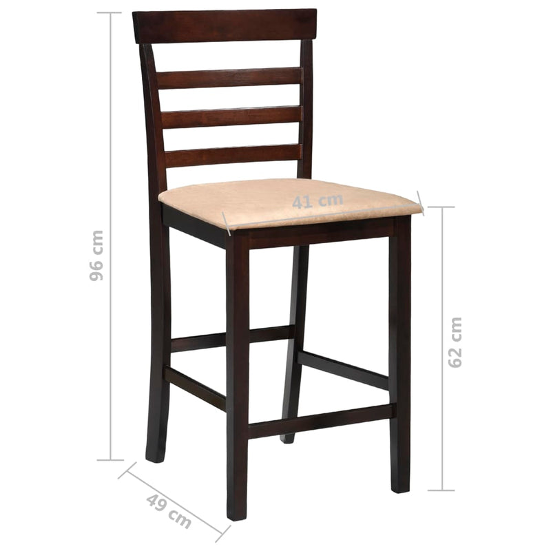 vidaXL Bar Chairs 2 pcs Brown Fabric