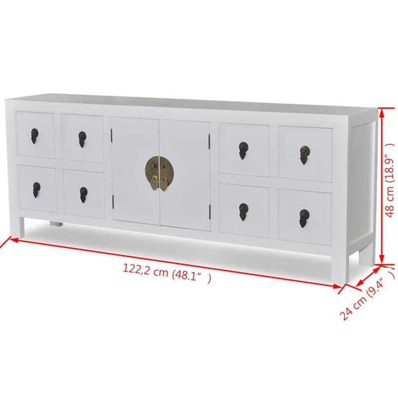 vidaXL Wooden Sideboard Asian Style with 8 Drawers and 2 Doors