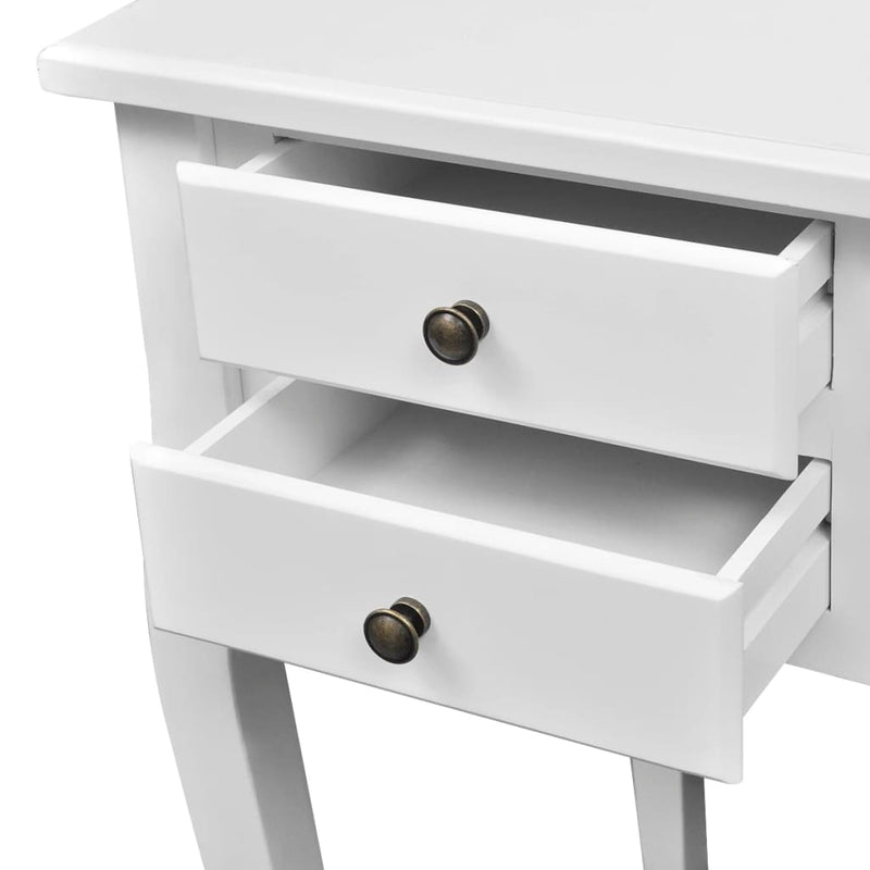 vidaXL Wooden French Desk with Curved Legs and 5 Drawers