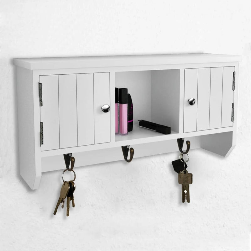 vidaXL Wall Cabinet for Keys and Jewellery with Doors and Hooks