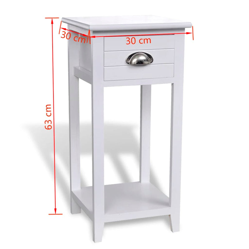 vidaXL Nightstand with 1 Drawer White