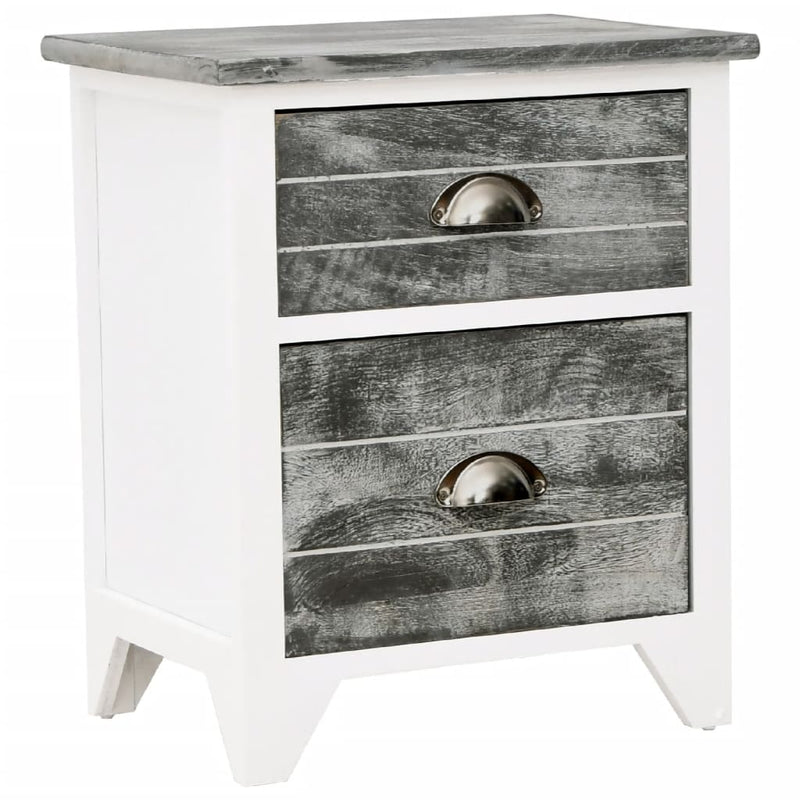 vidaXL Nightstand 2 pcs with 2 Drawers Grey and White