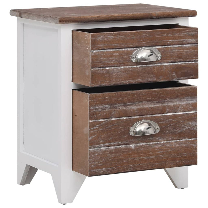 vidaXL Nightstand 2 pcs with 2 Drawers Brown and White