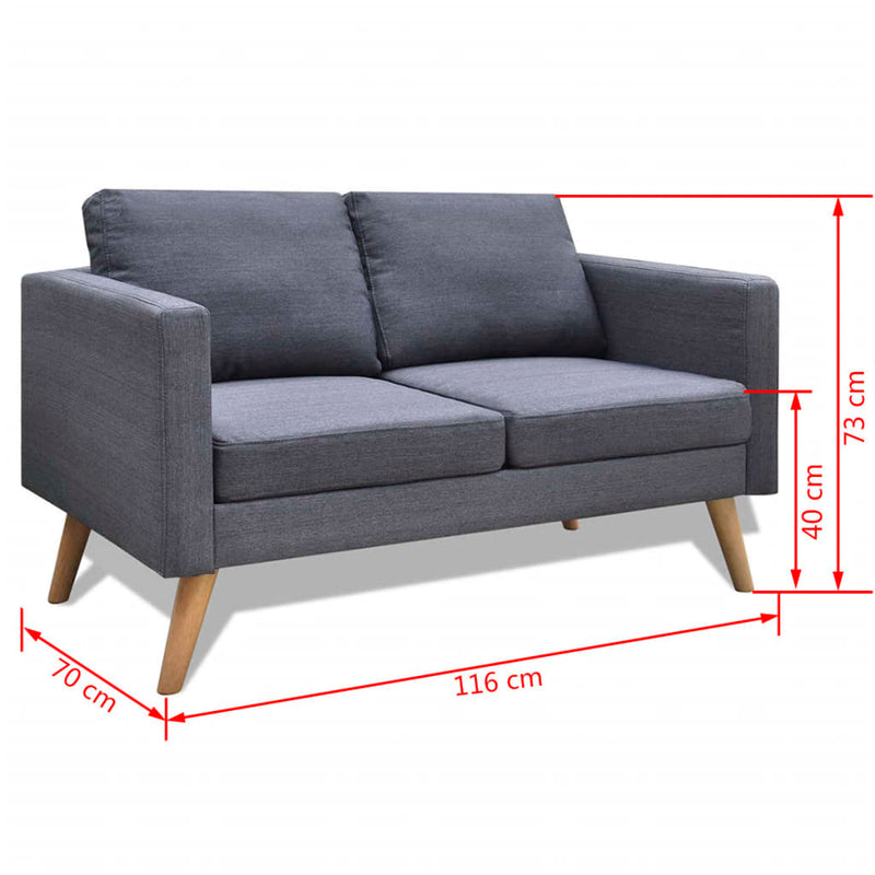 vidaXL Sofa 2-Seater Fabric Dark Grey
