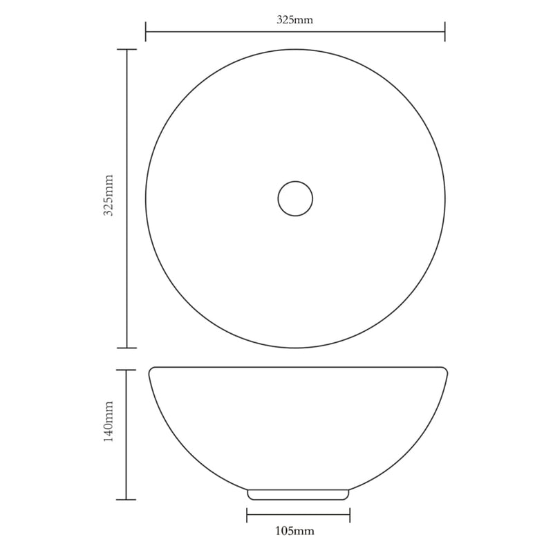 vidaXL Ceramic Bathroom Sink Basin White Round