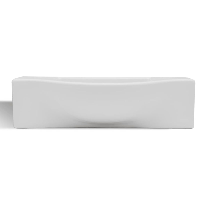 vidaXL Ceramic Bathroom Sink Basin with Faucet Hole White