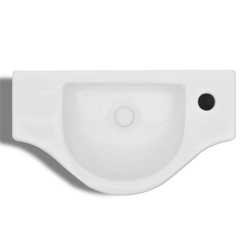 vidaXL Ceramic Bathroom Sink Basin with Faucet Hole White