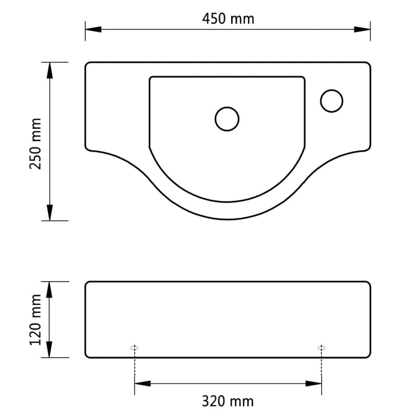 vidaXL Ceramic Bathroom Sink Basin with Faucet Hole White