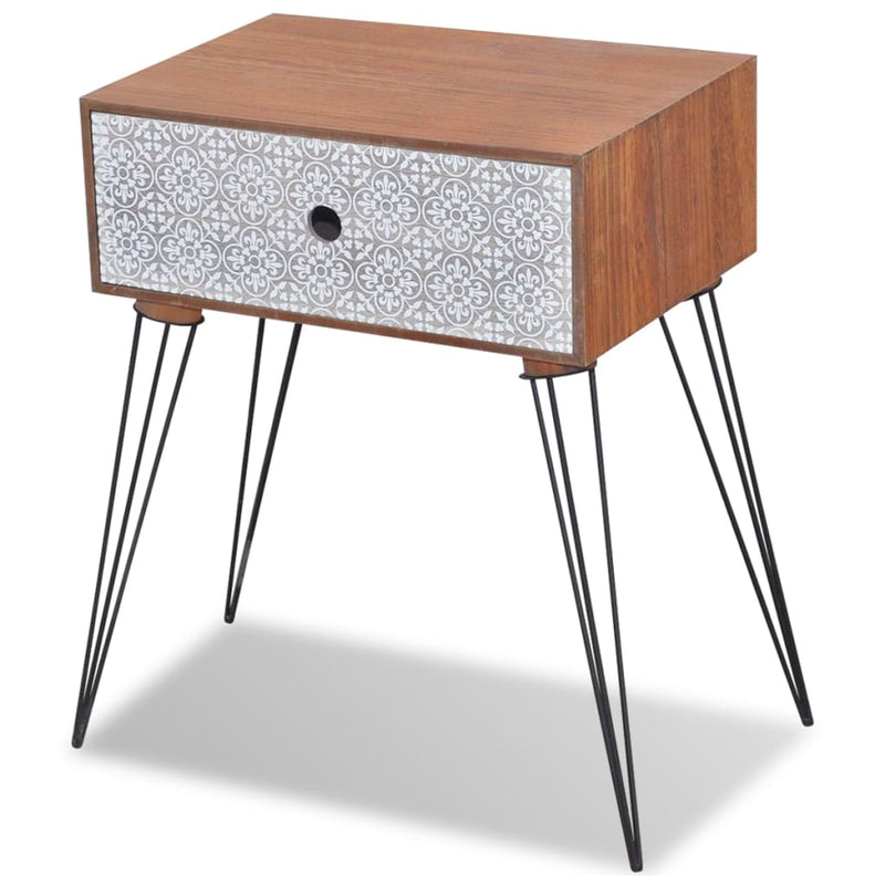vidaXL Nightstand with 1 Drawer Rectangular Brown