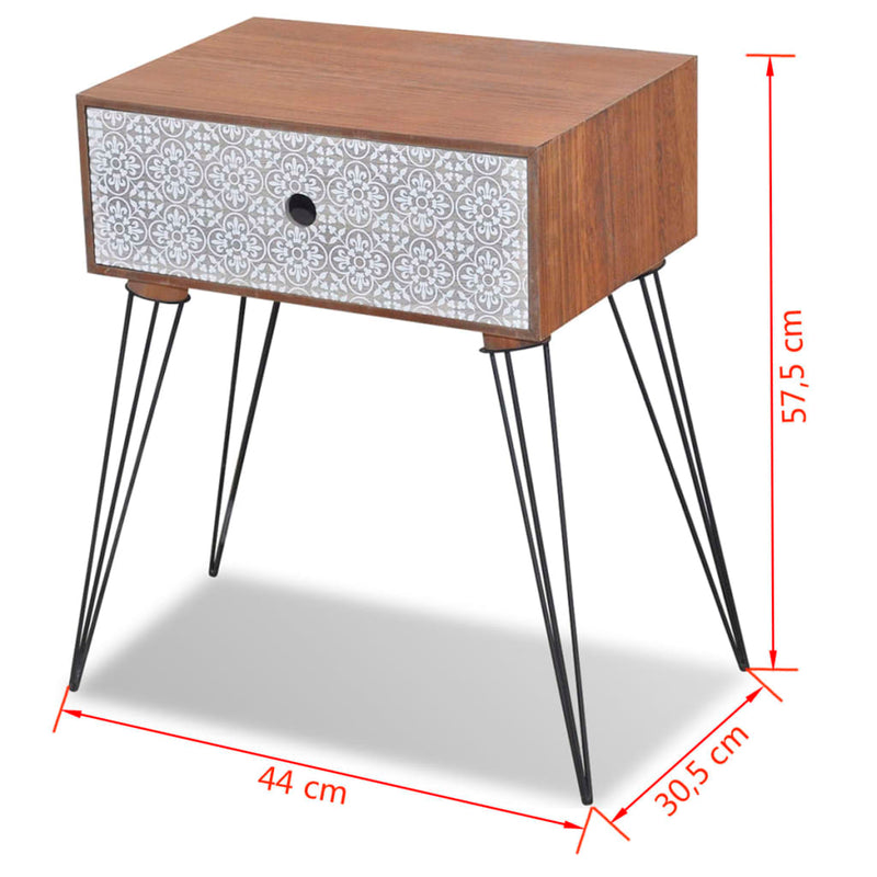 vidaXL Nightstand with 1 Drawer Rectangular Brown